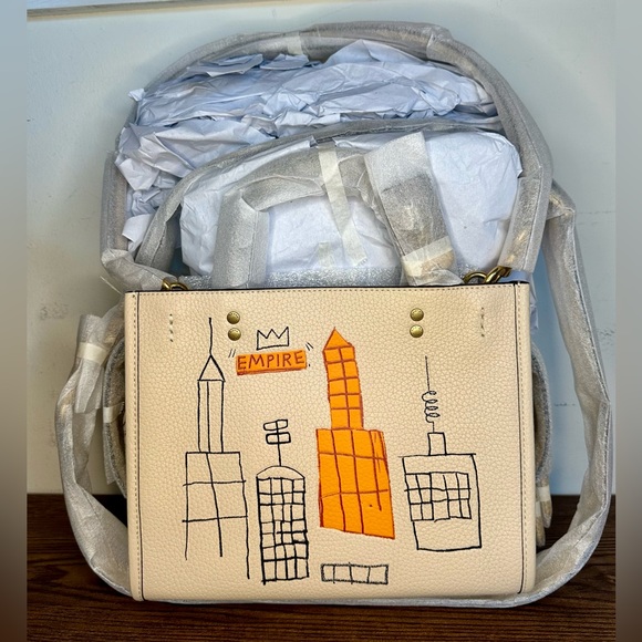 New Coach X Jean Michel Basquiat Rogue 25 Ivory with Charm, Card Case & Wristlet - Picture 2 of 12